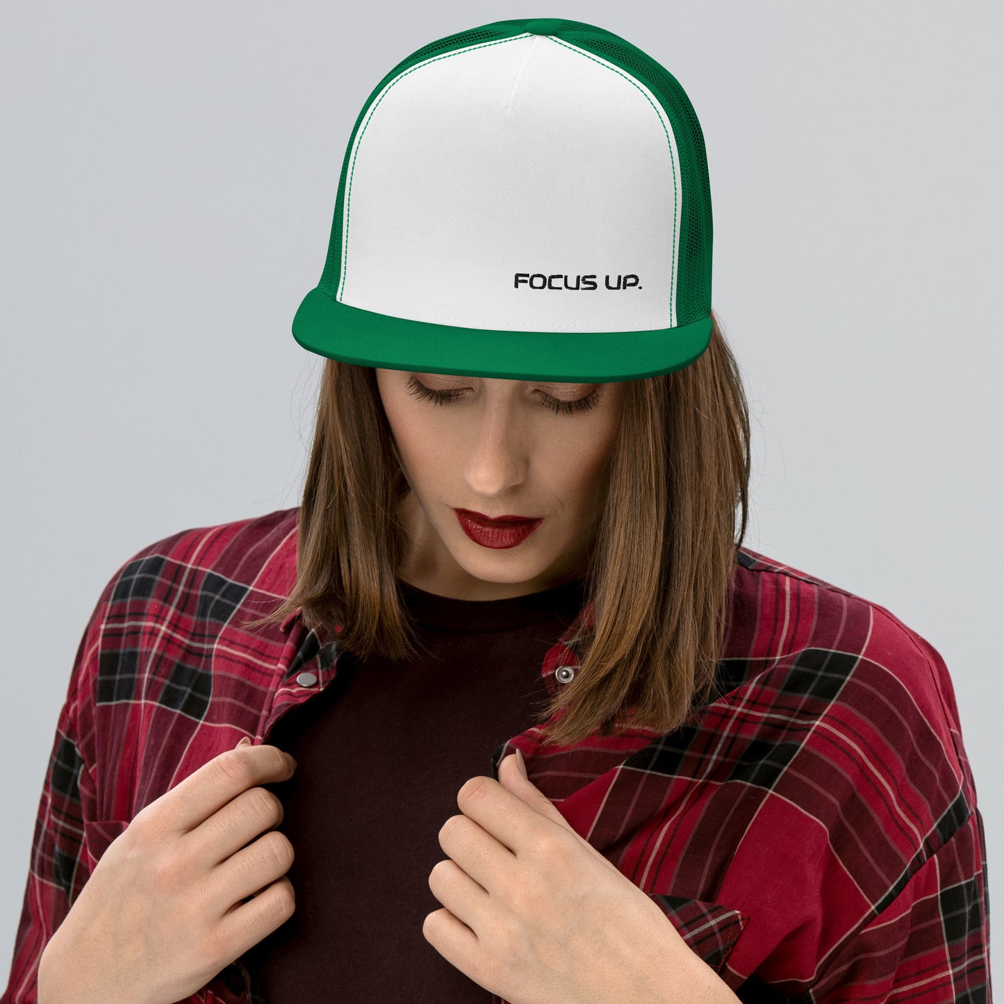 FU Flat Brim Trucker Cap - black logo