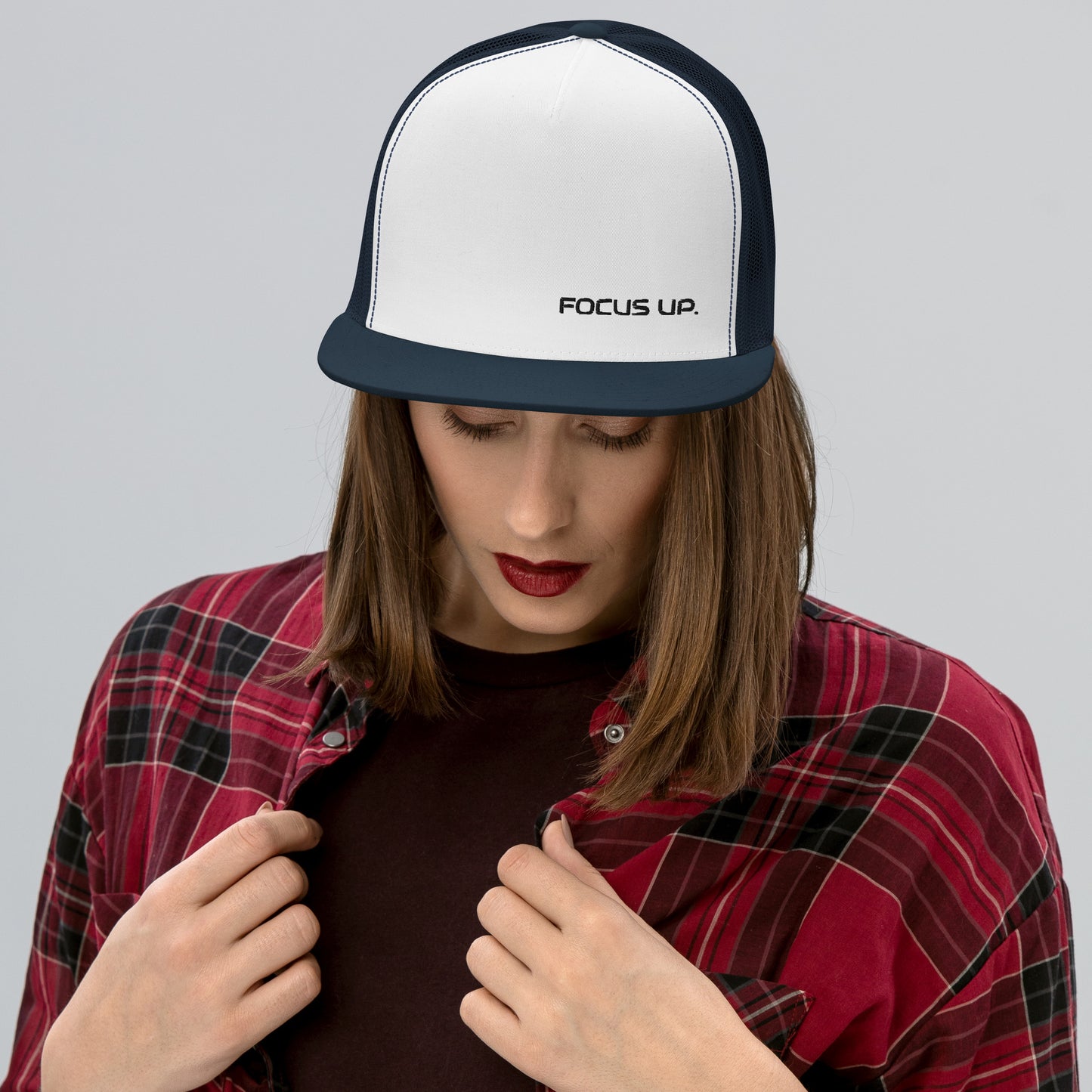 FU Flat Brim Trucker Cap - black logo