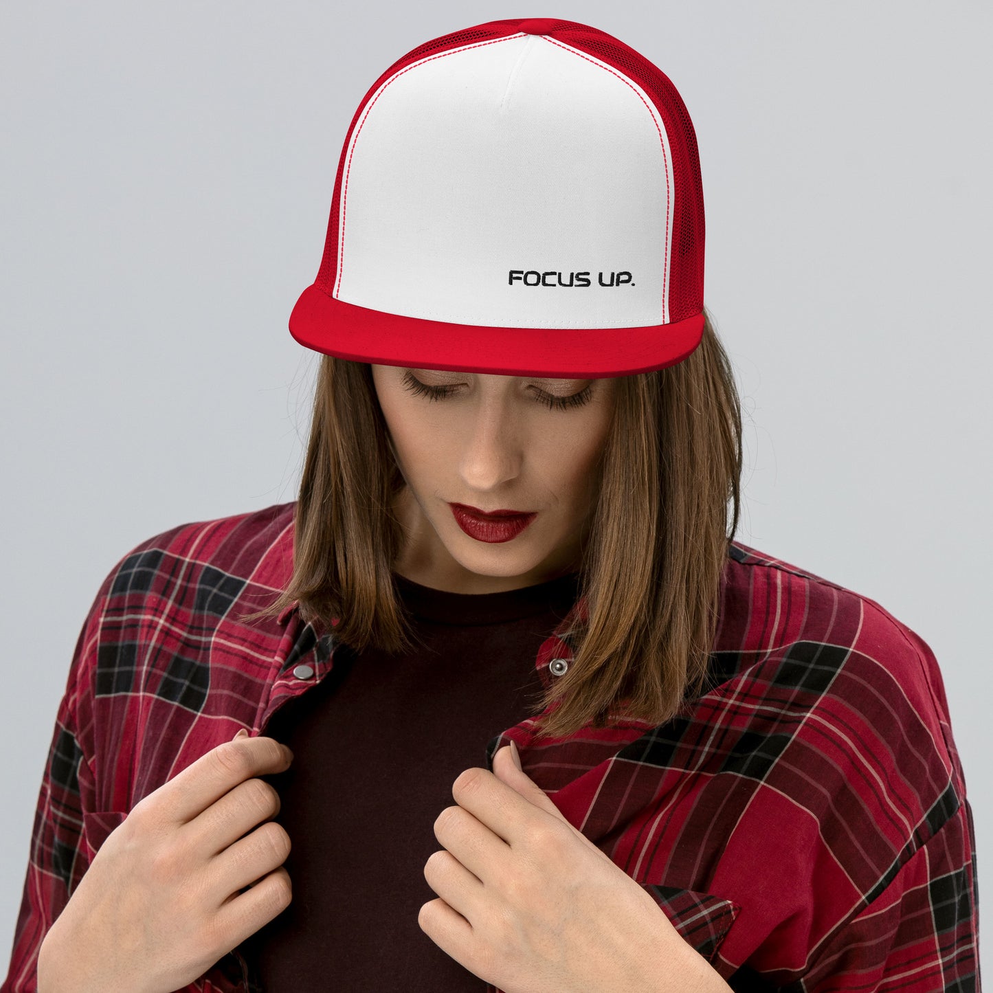 FU Flat Brim Trucker Cap - black logo