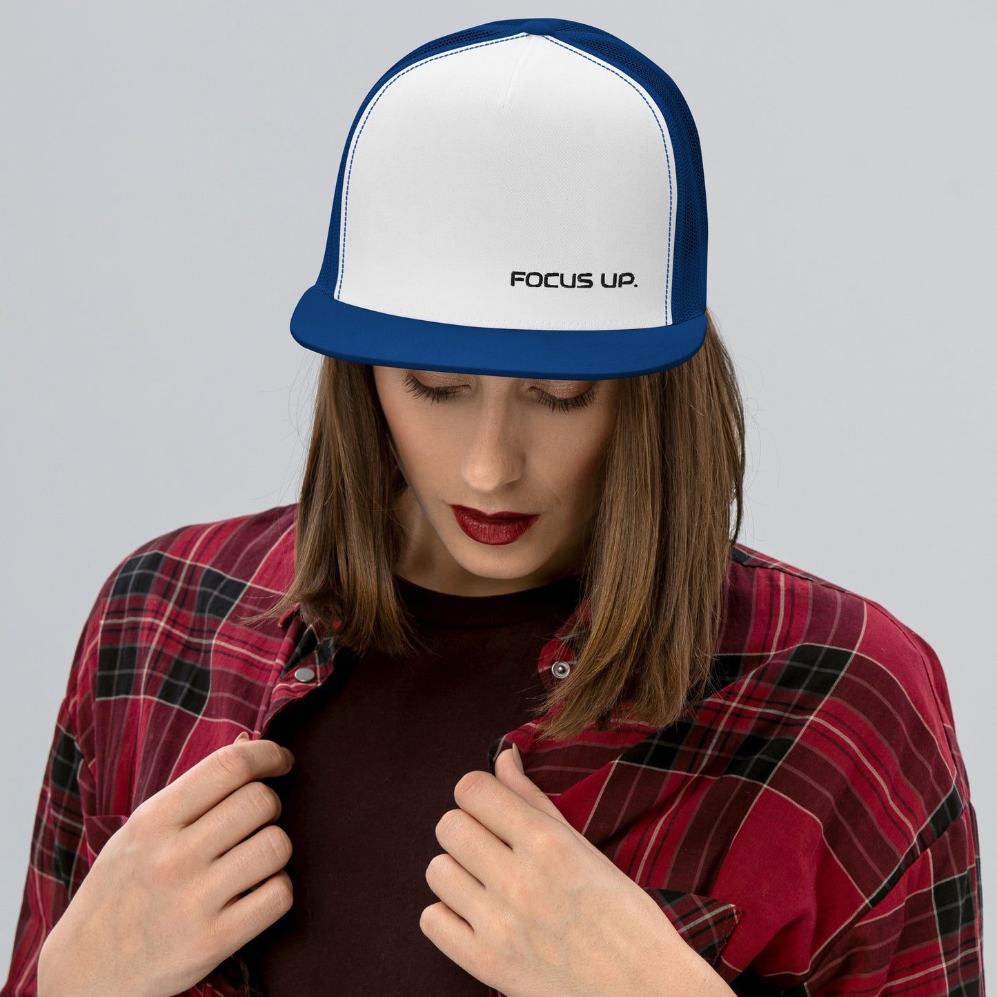 FU Flat Brim Trucker Cap - black logo