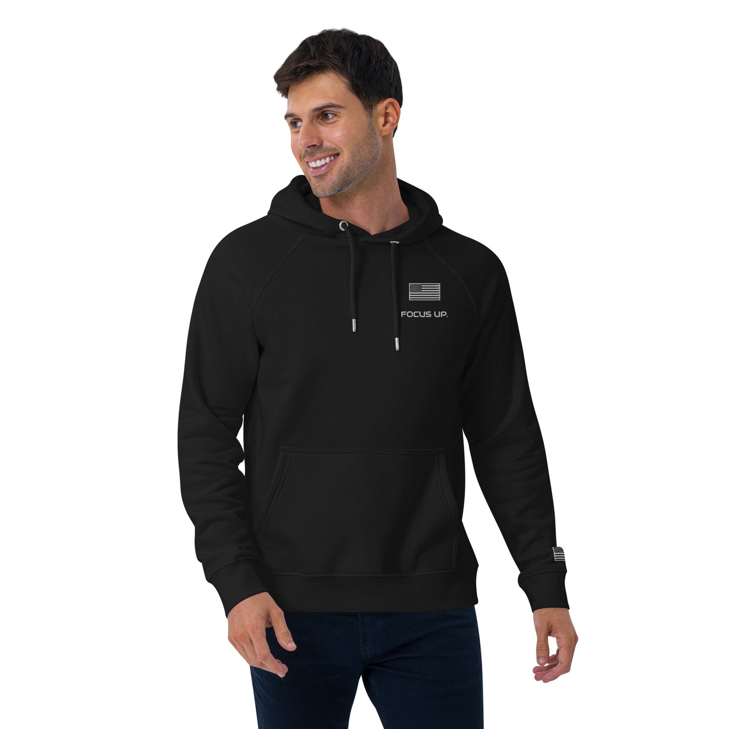 FU - Unisex eco raglan hoodie - white embroidery
