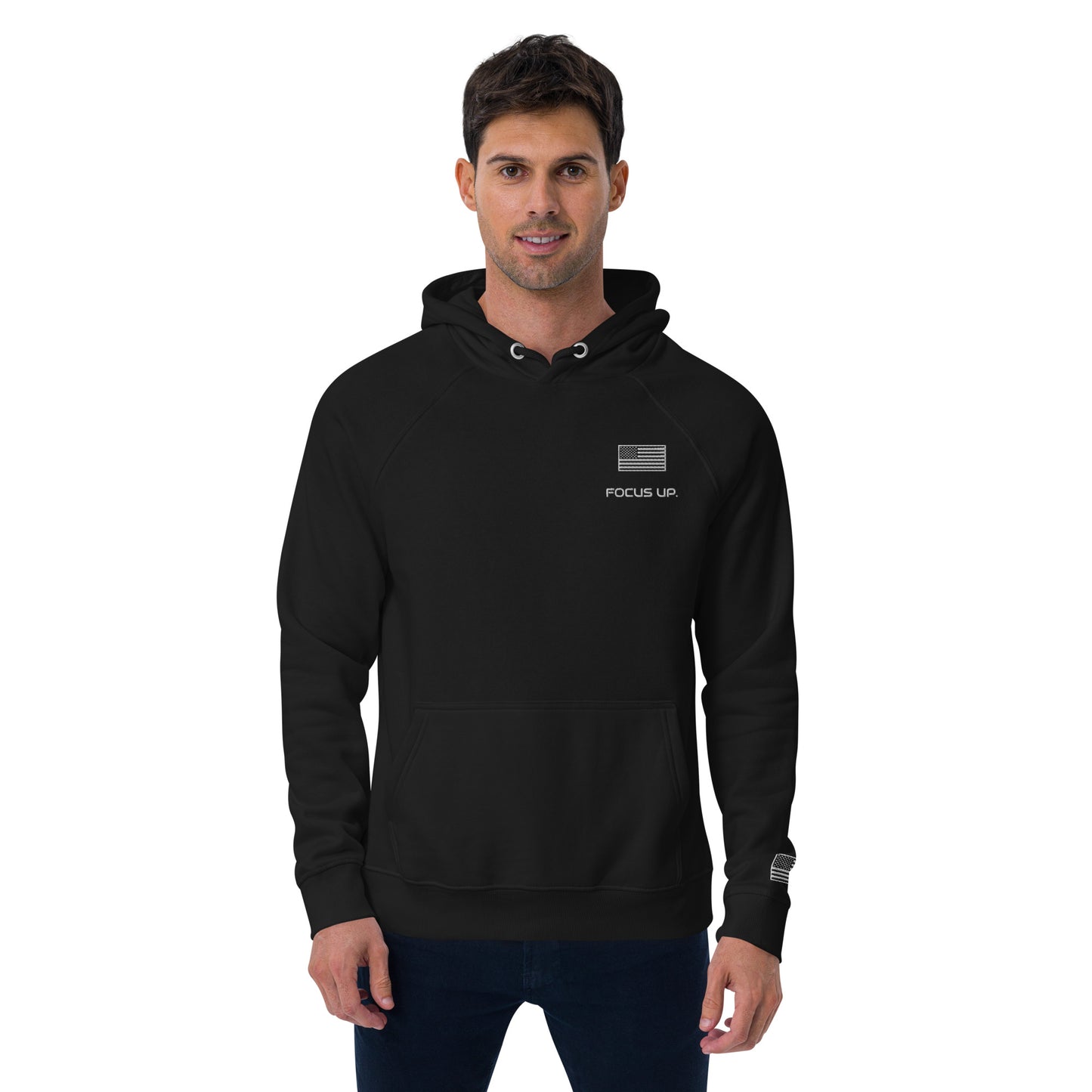 FU - Unisex eco raglan hoodie - white embroidery
