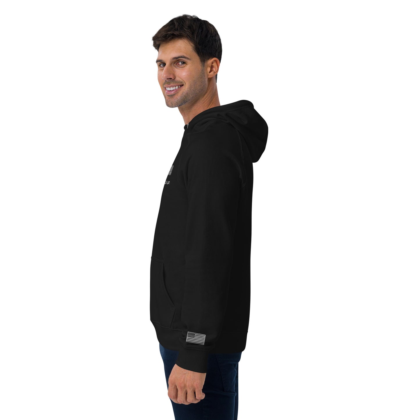 FU - Unisex eco raglan hoodie - white embroidery