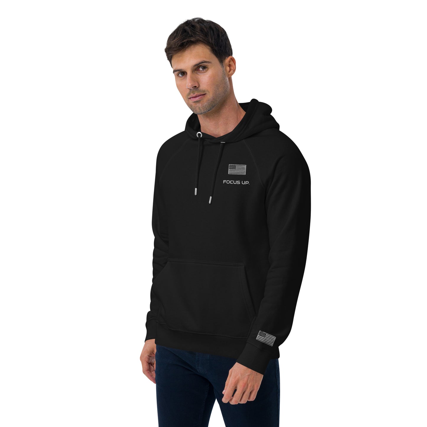 FU - Unisex eco raglan hoodie - white embroidery