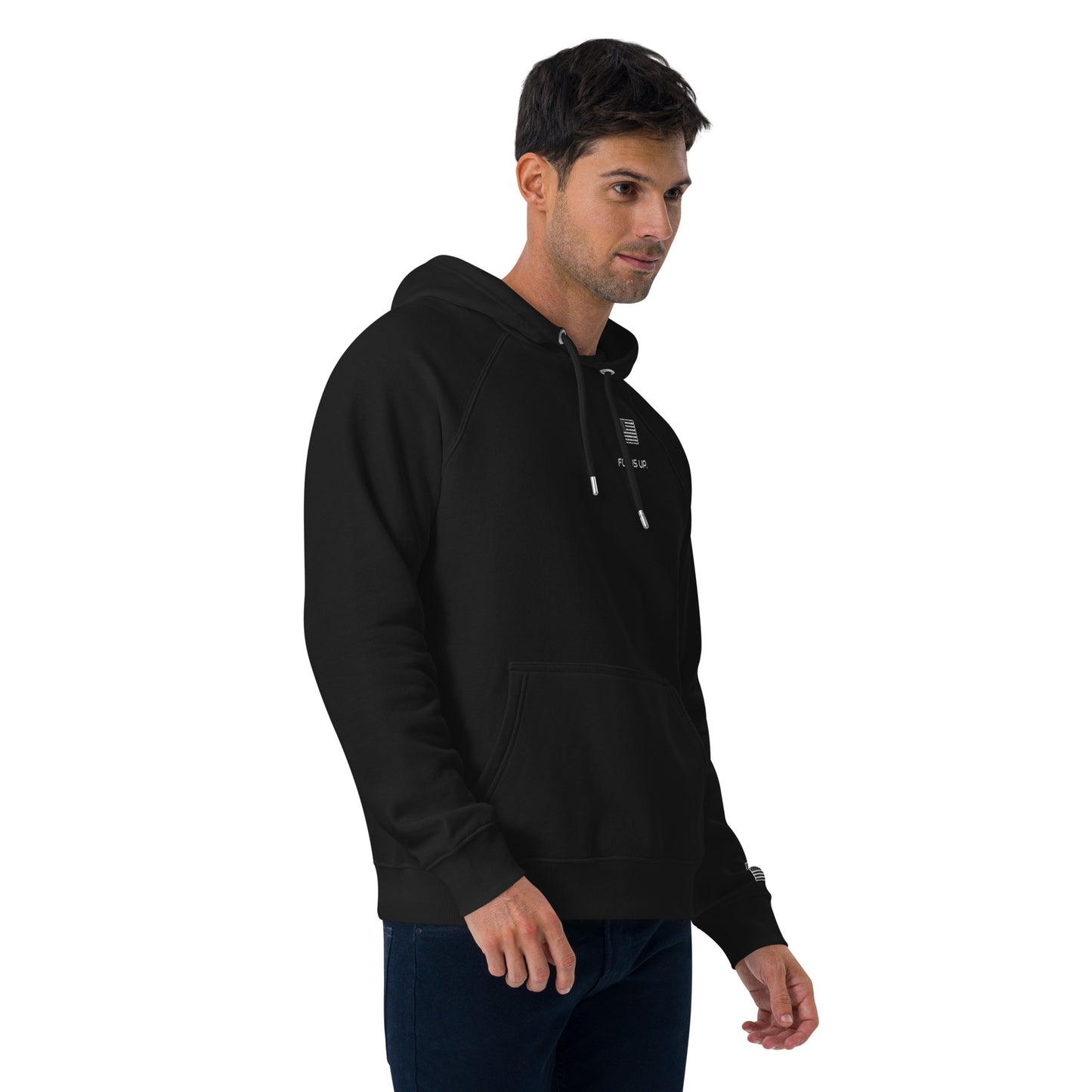 FU - Unisex eco raglan hoodie - white embroidery