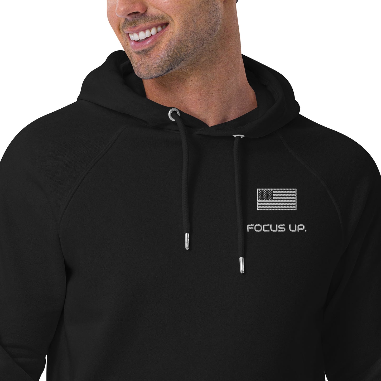 FU - Unisex eco raglan hoodie - white embroidery