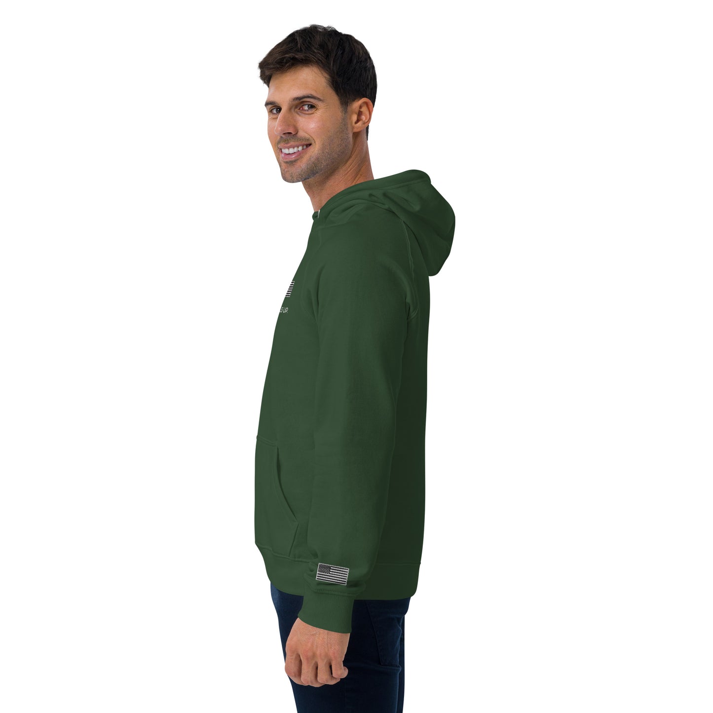FU - Unisex eco raglan hoodie - white embroidery