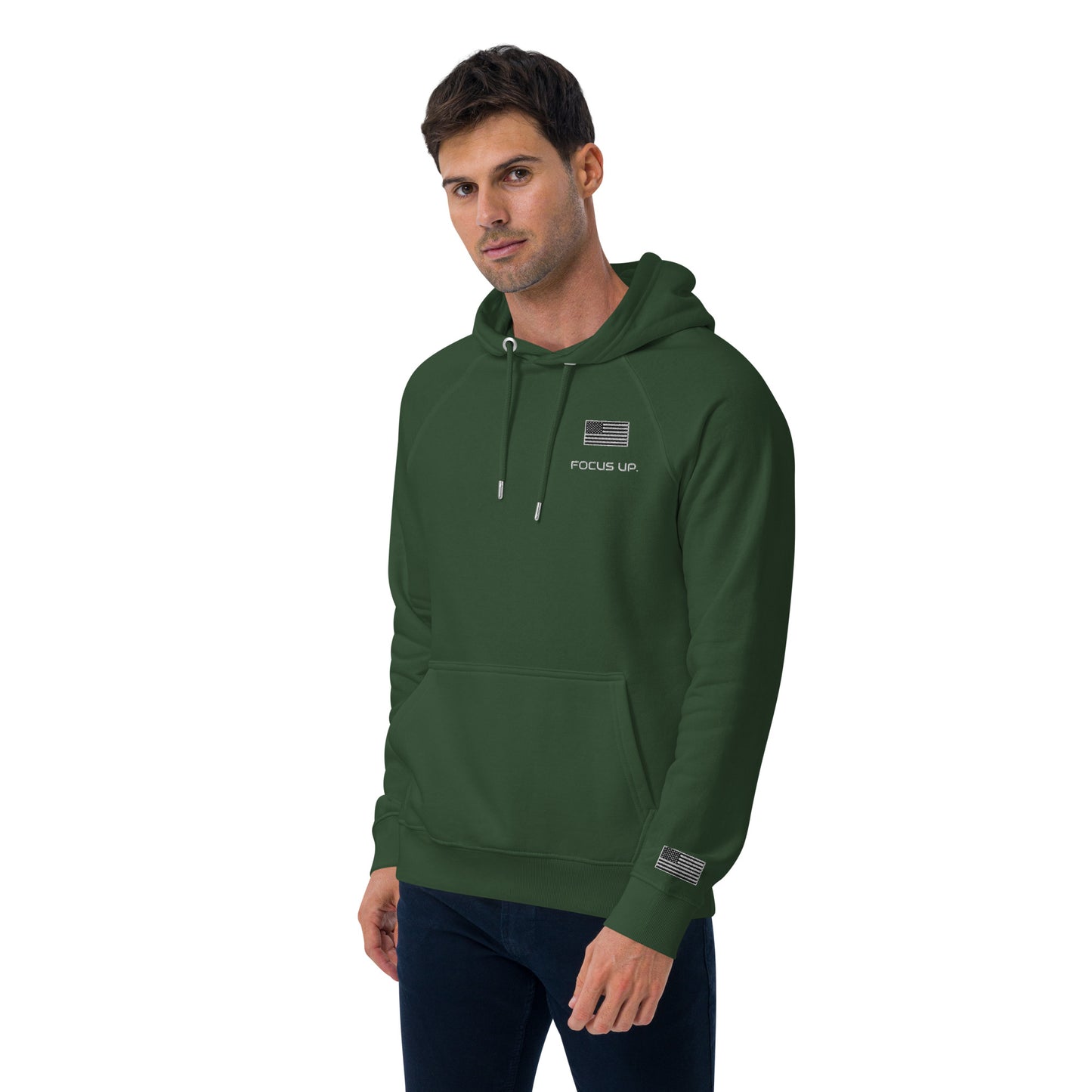 FU - Unisex eco raglan hoodie - white embroidery