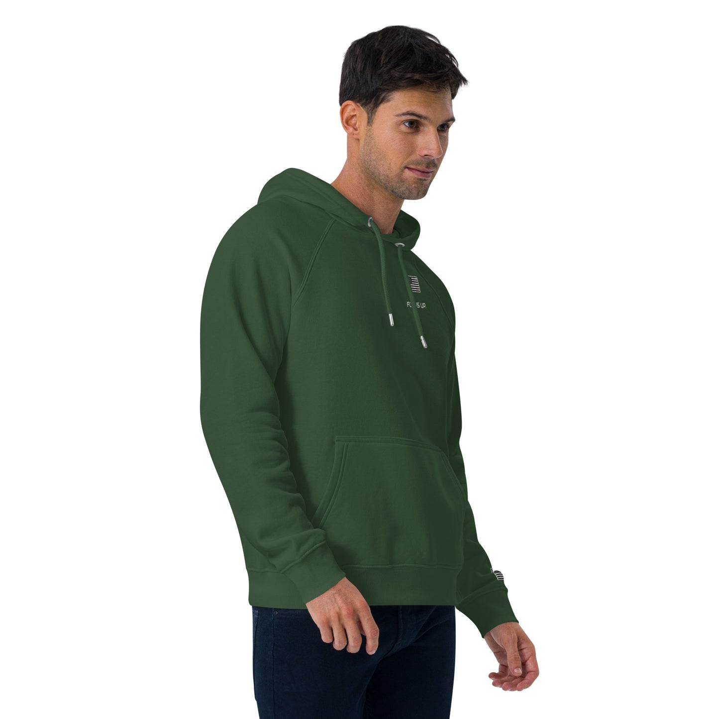 FU - Unisex eco raglan hoodie - white embroidery