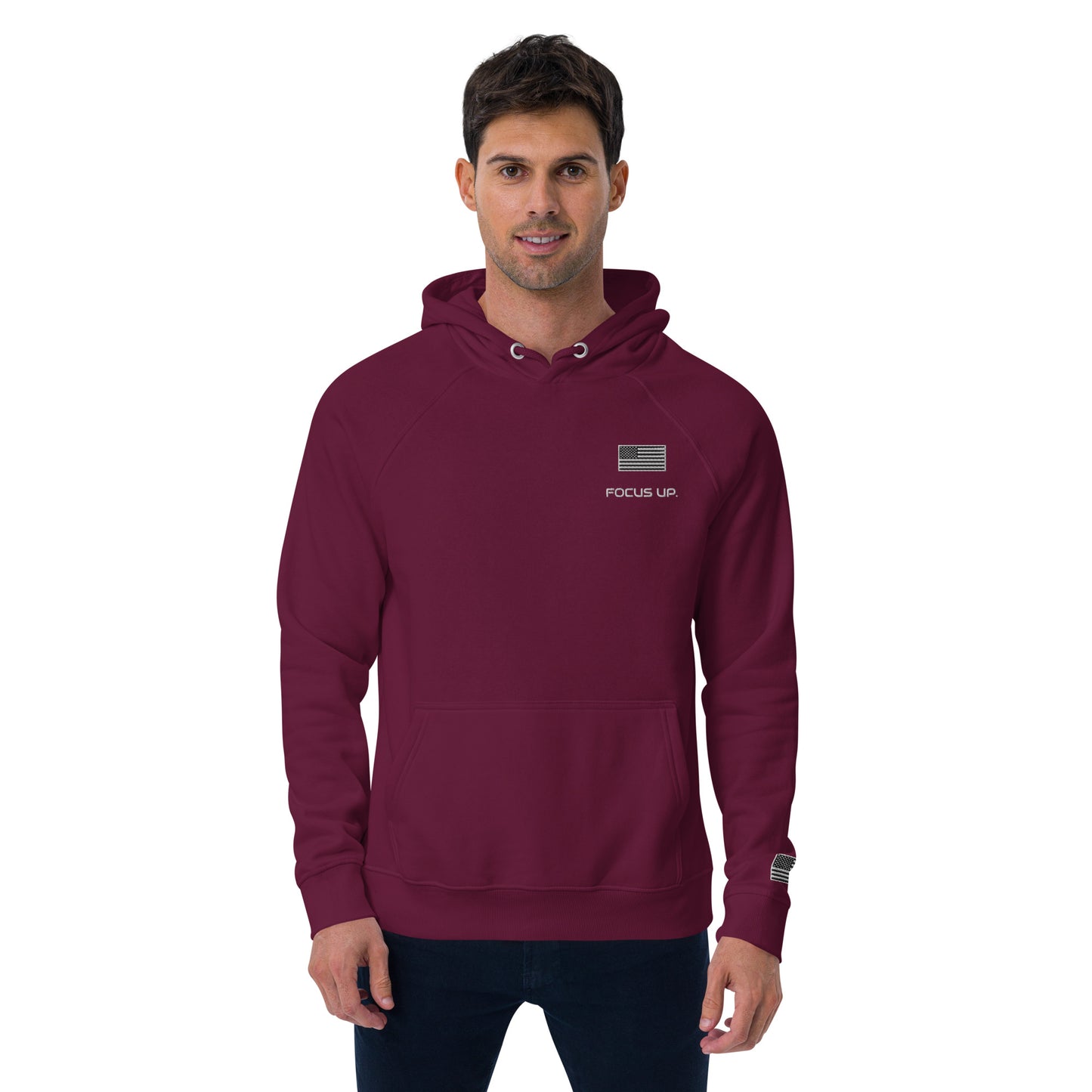 FU - Unisex eco raglan hoodie - white embroidery