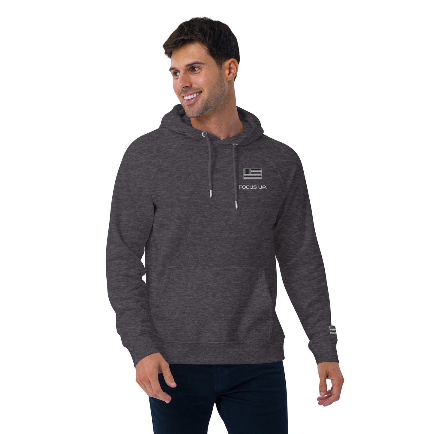 FU - Unisex eco raglan hoodie - white embroidery