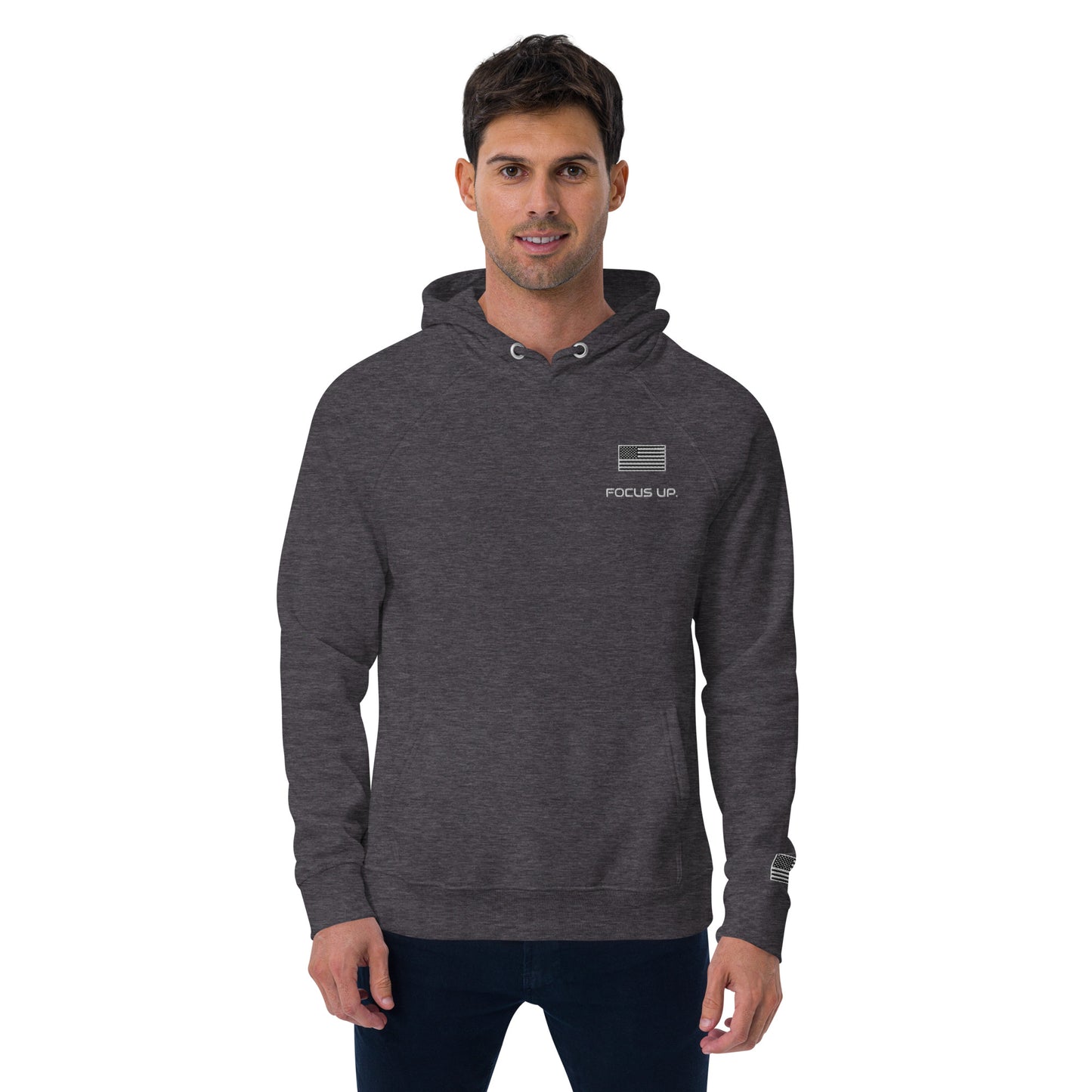 FU - Unisex eco raglan hoodie - white embroidery