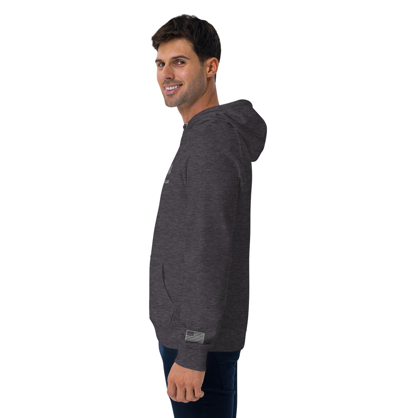 FU - Unisex eco raglan hoodie - white embroidery