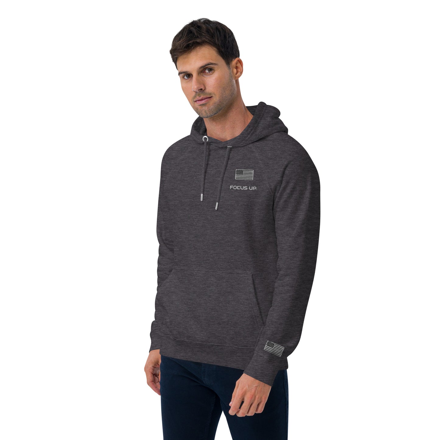 FU - Unisex eco raglan hoodie - white embroidery