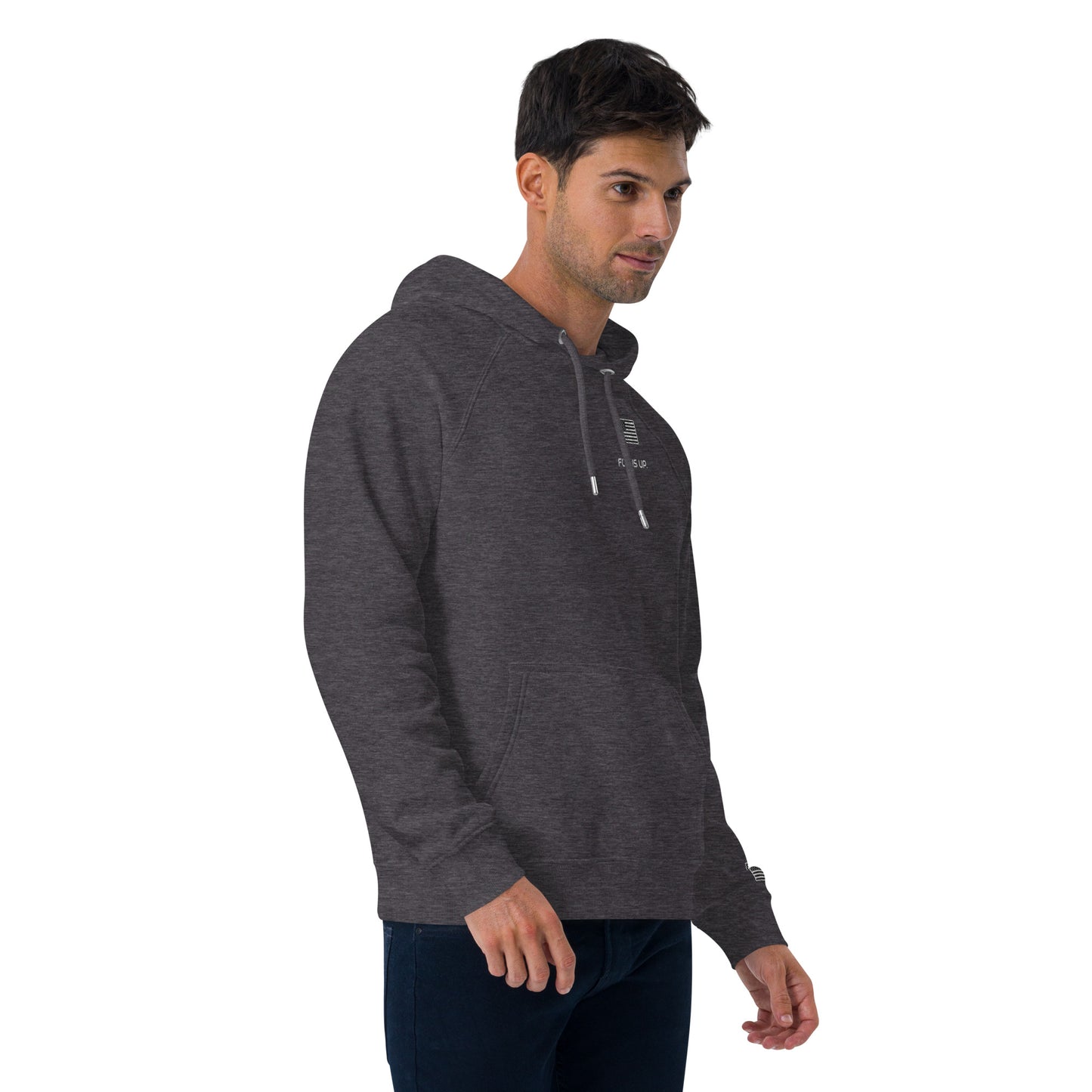 FU - Unisex eco raglan hoodie - white embroidery