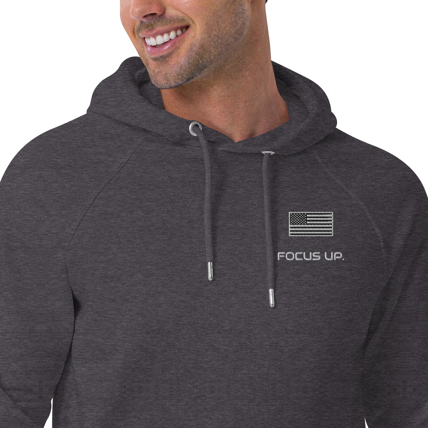 FU - Unisex eco raglan hoodie - white embroidery