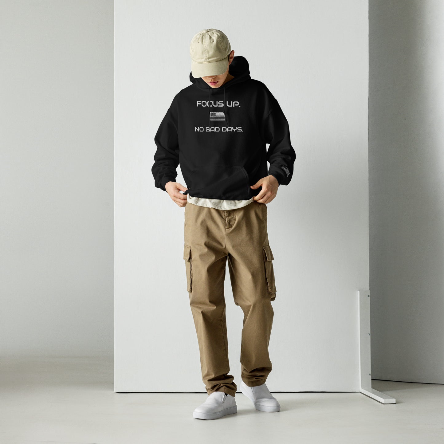 FU No Bad Days - Heavy blend Unisex Hoodie - white embroidered