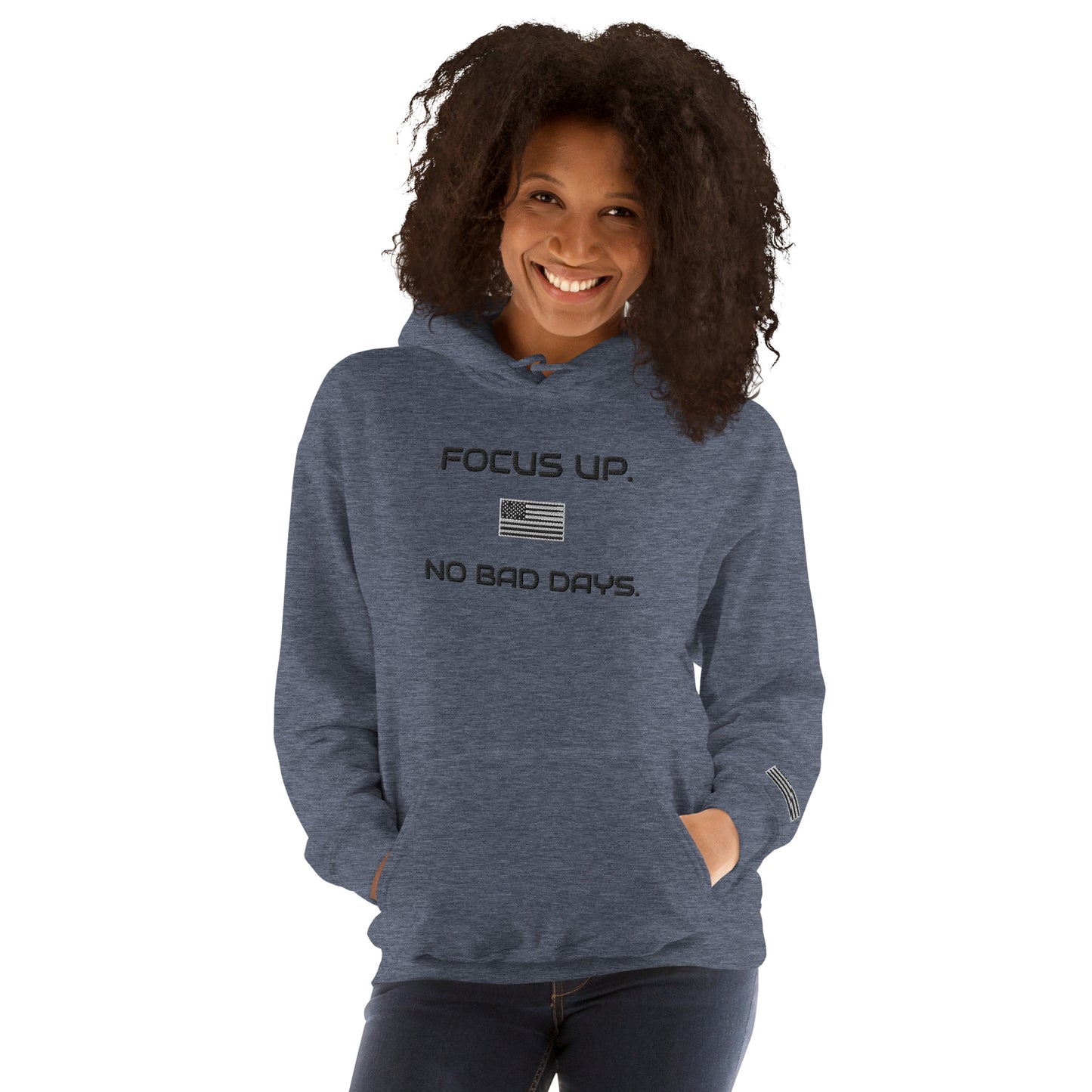 FU No Bad Days - Heavy blend Unisex Hoodie - Black embroidered