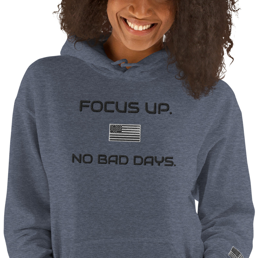FU No Bad Days - Heavy blend Unisex Hoodie - Black embroidered