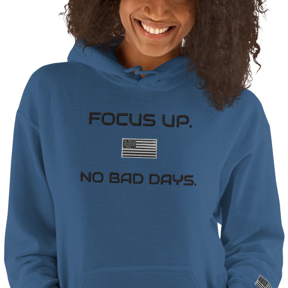 FU No Bad Days - Heavy blend Unisex Hoodie - Black embroidered