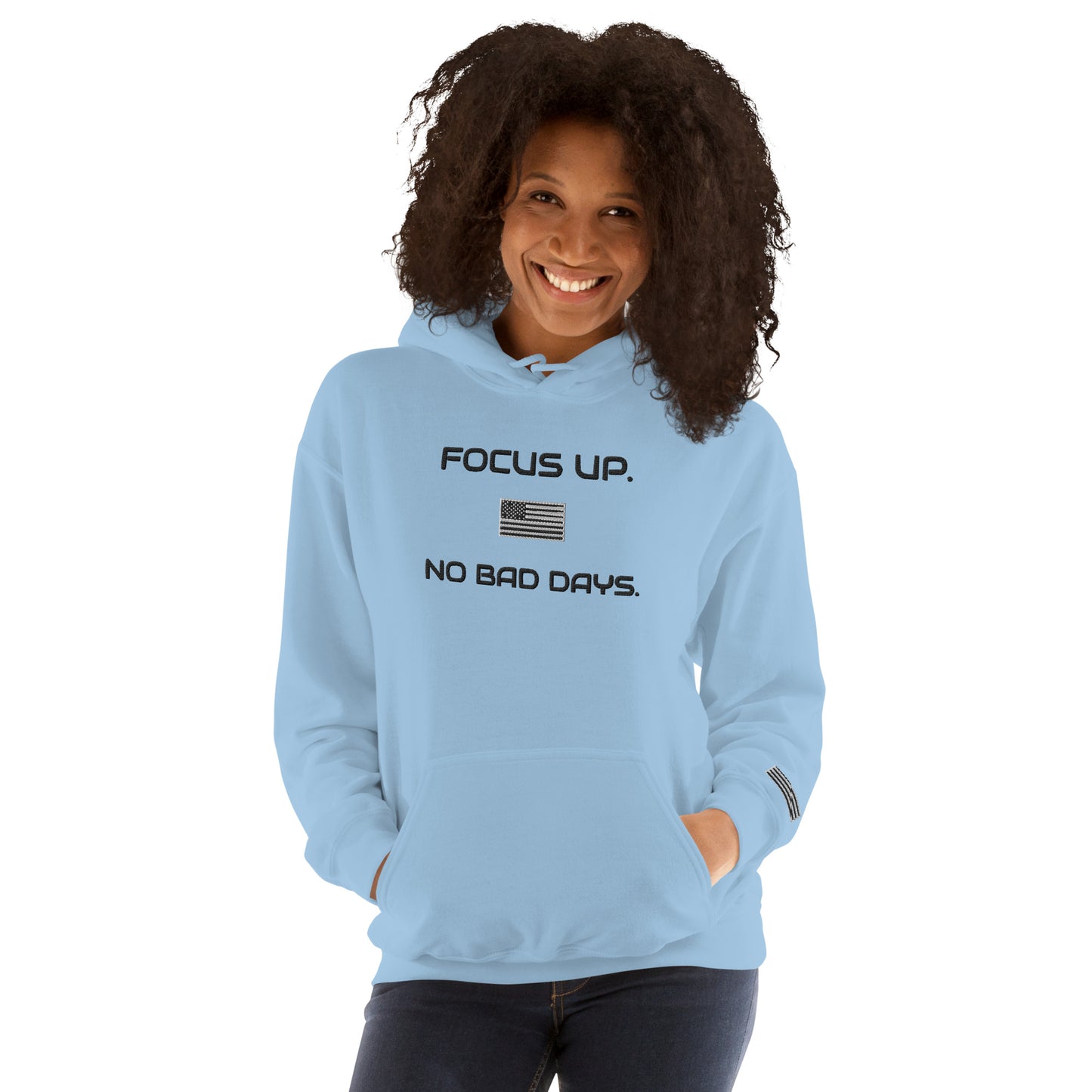 FU No Bad Days - Heavy blend Unisex Hoodie - Black embroidered