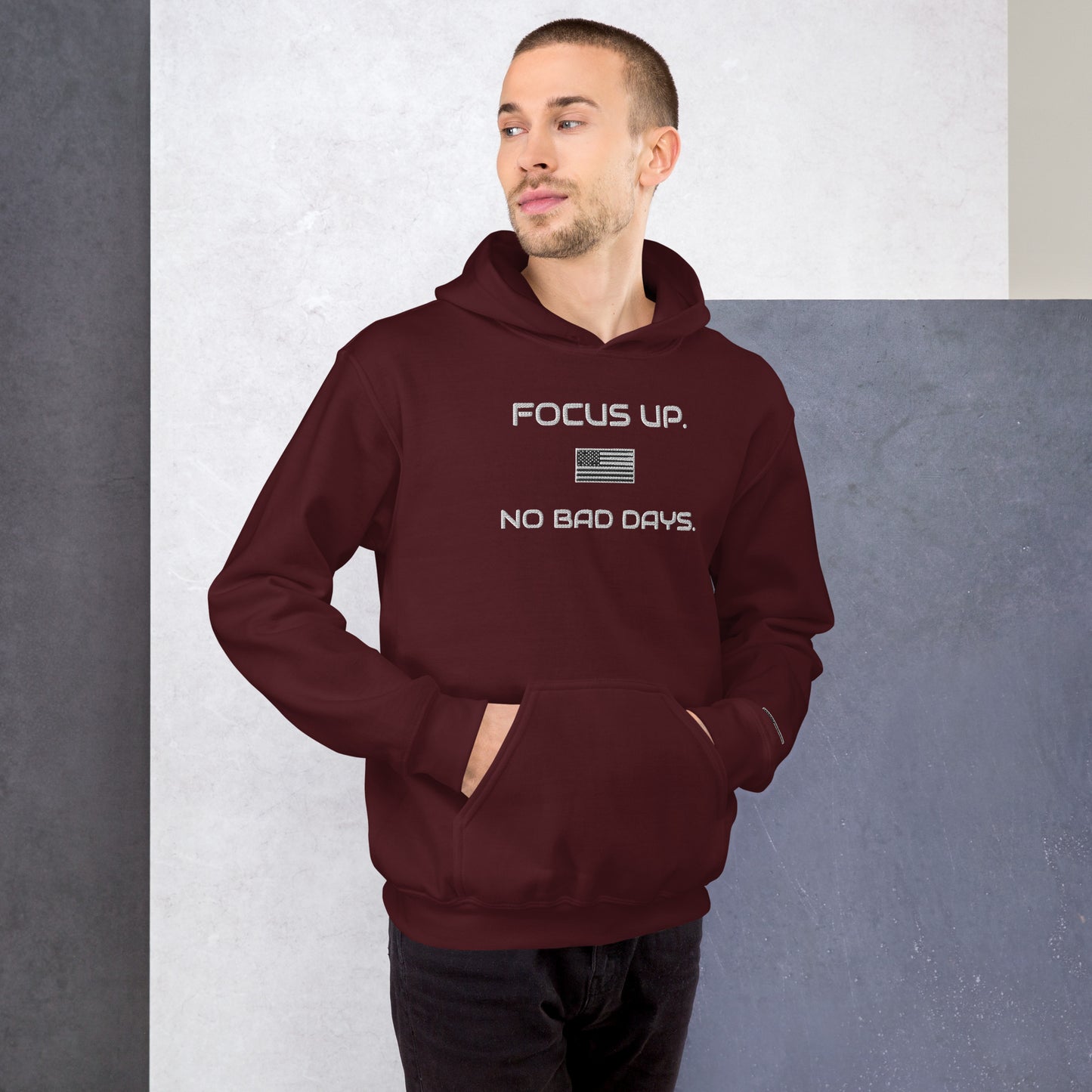 FU No Bad Days - Heavy blend Unisex Hoodie - white embroidered