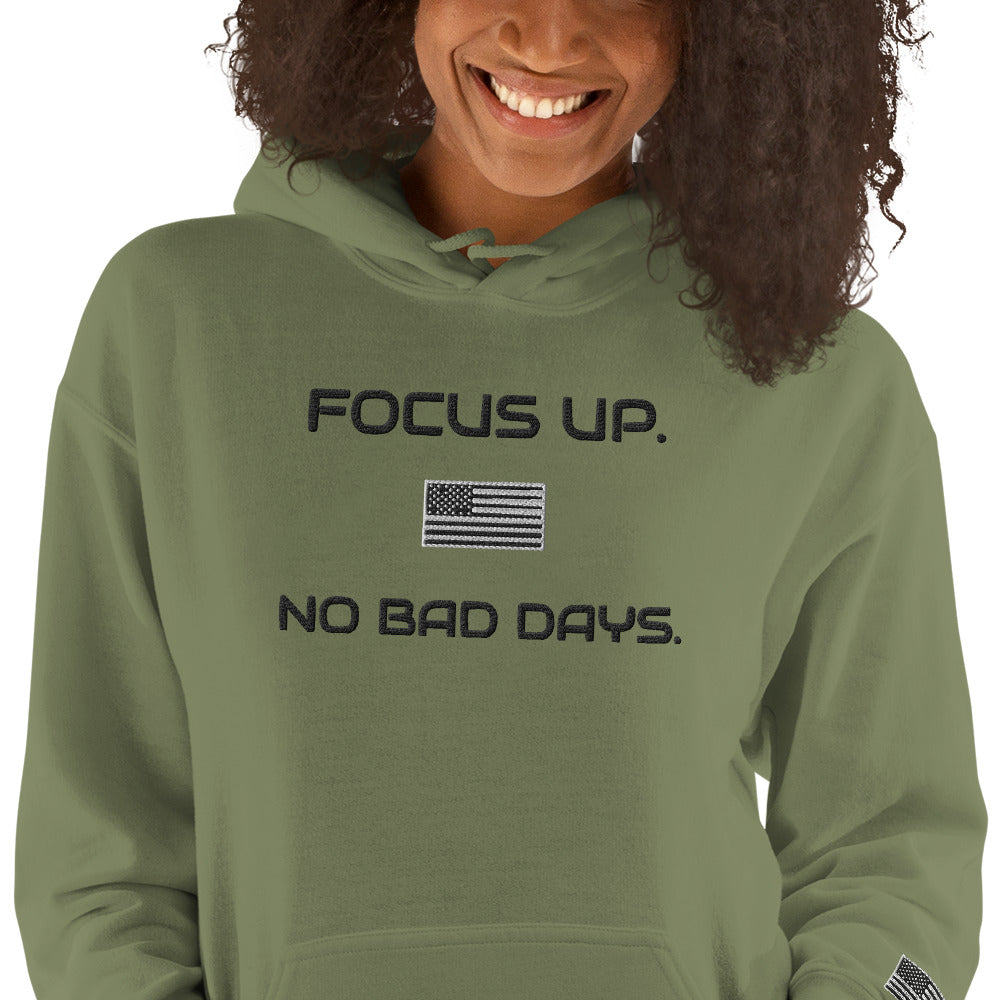 FU No Bad Days - Heavy blend Unisex Hoodie - Black embroidered
