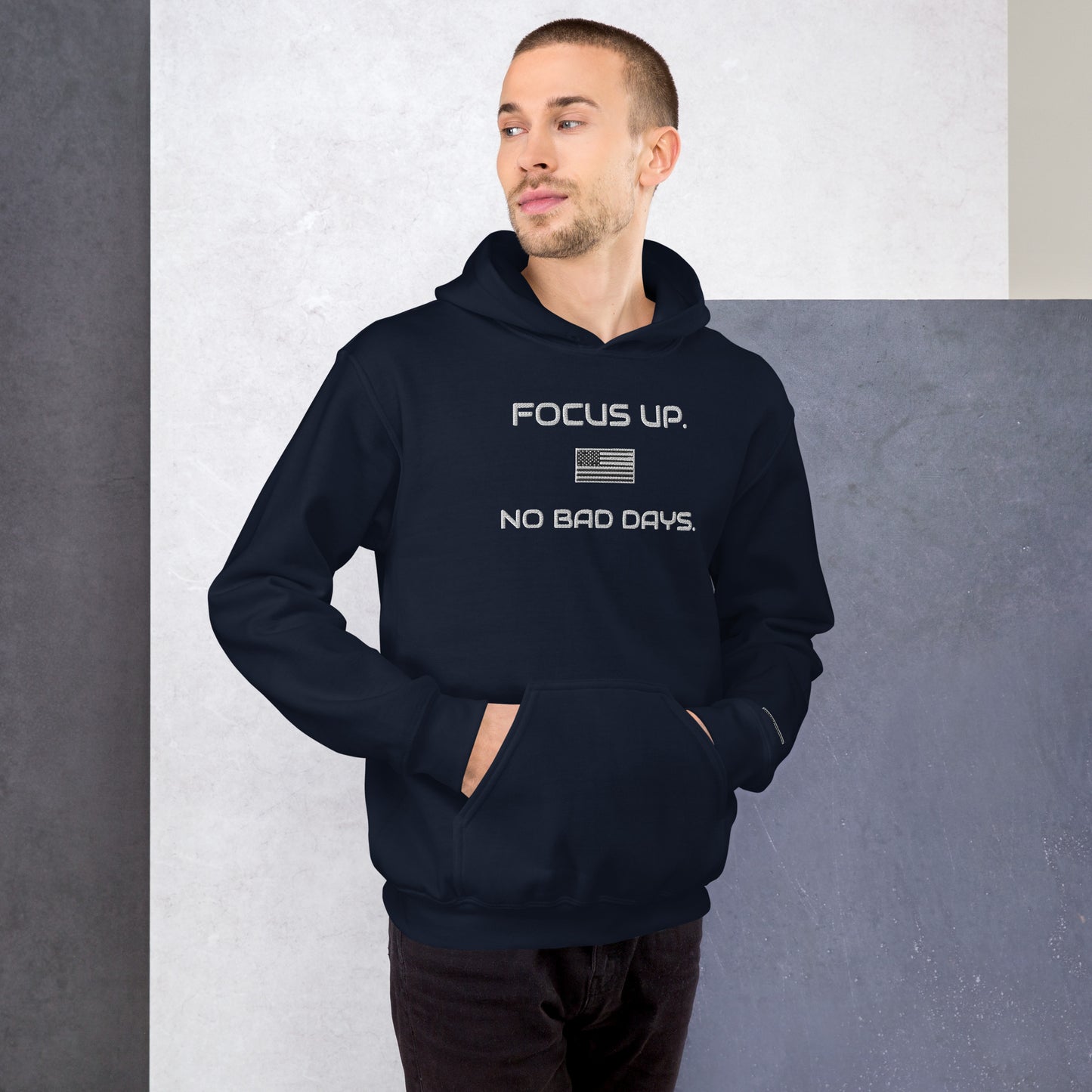 FU No Bad Days - Heavy blend Unisex Hoodie - white embroidered