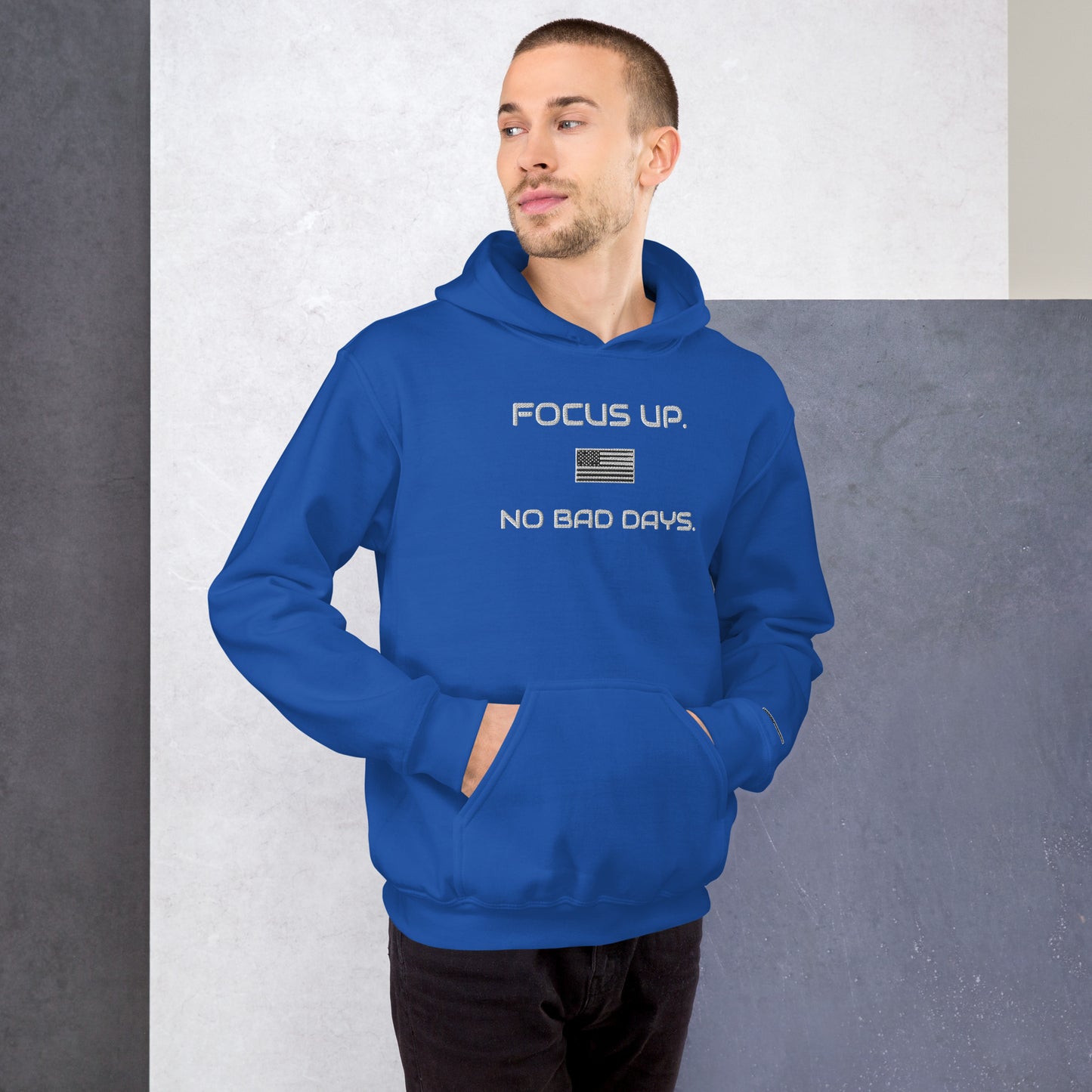 FU No Bad Days - Heavy blend Unisex Hoodie - white embroidered