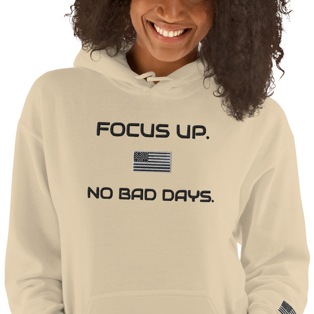 FU No Bad Days - Heavy blend Unisex Hoodie - Black embroidered