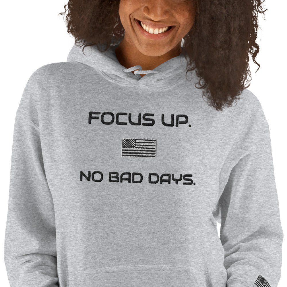 FU No Bad Days - Heavy blend Unisex Hoodie - Black embroidered