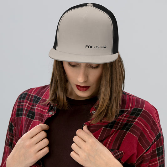 FU Flat Brim Trucker Cap - black logo