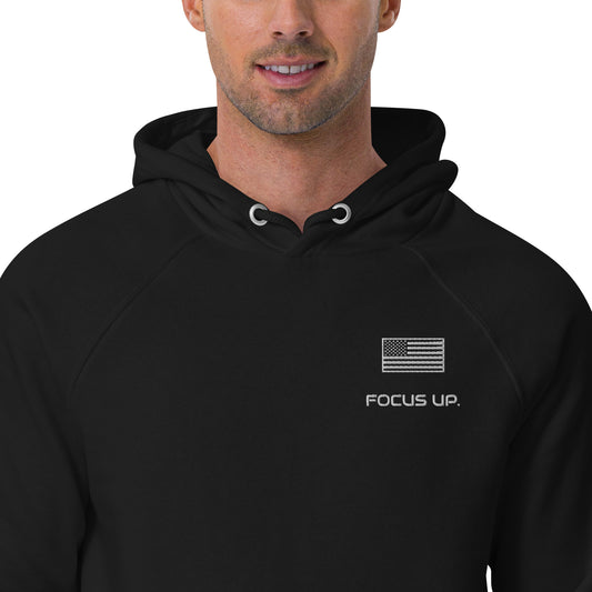 FU - Unisex eco raglan hoodie - white embroidery