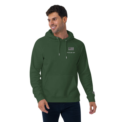 FU - Unisex eco raglan hoodie - white embroidery