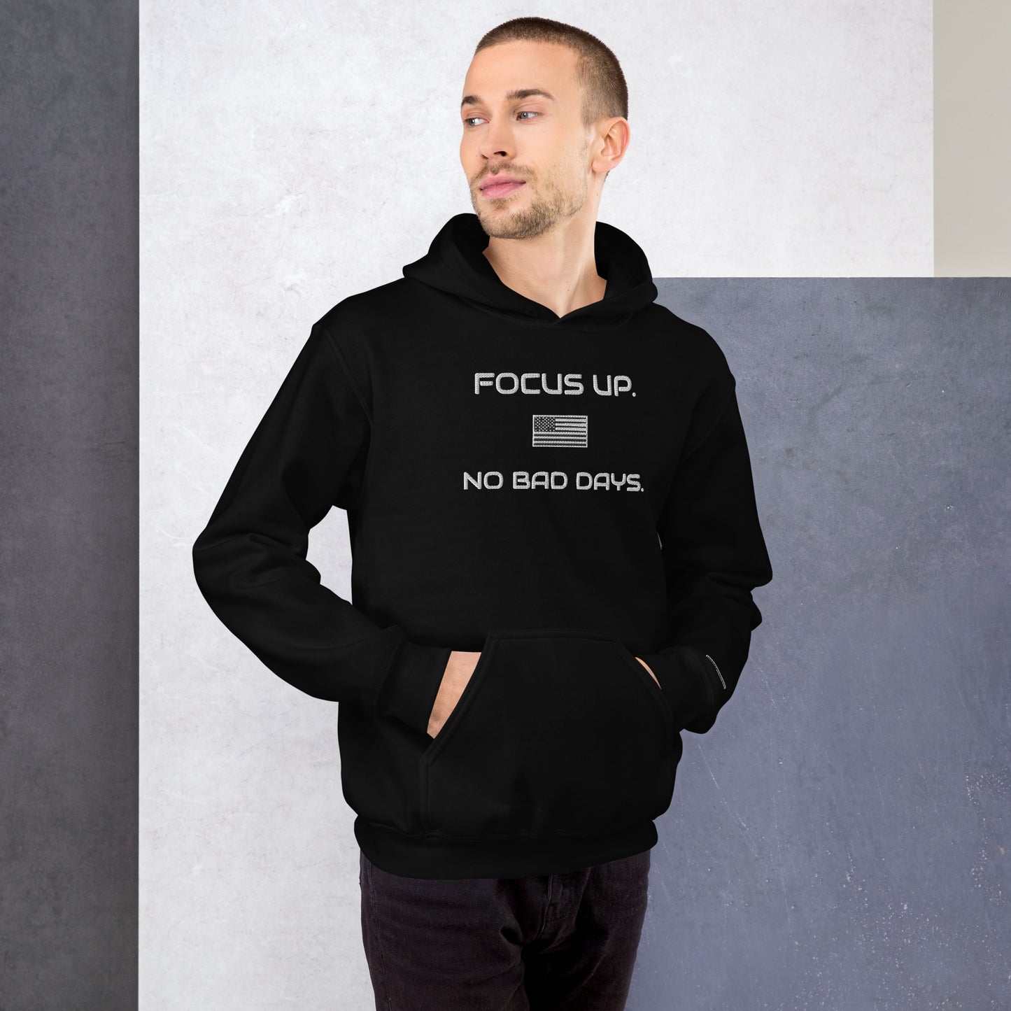 FU No Bad Days - Heavy blend Unisex Hoodie - white embroidered