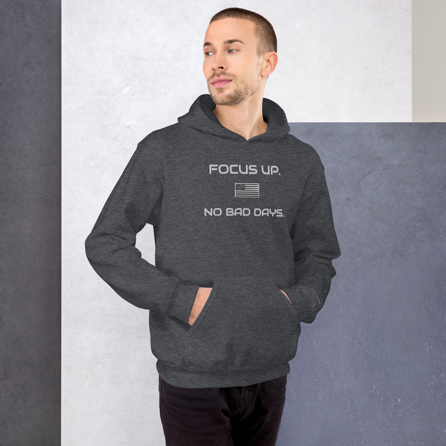 FU No Bad Days - Heavy blend Unisex Hoodie - white embroidered