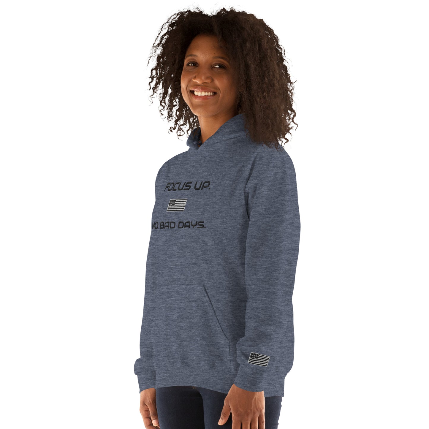 FU No Bad Days - Heavy blend Unisex Hoodie - Black embroidered