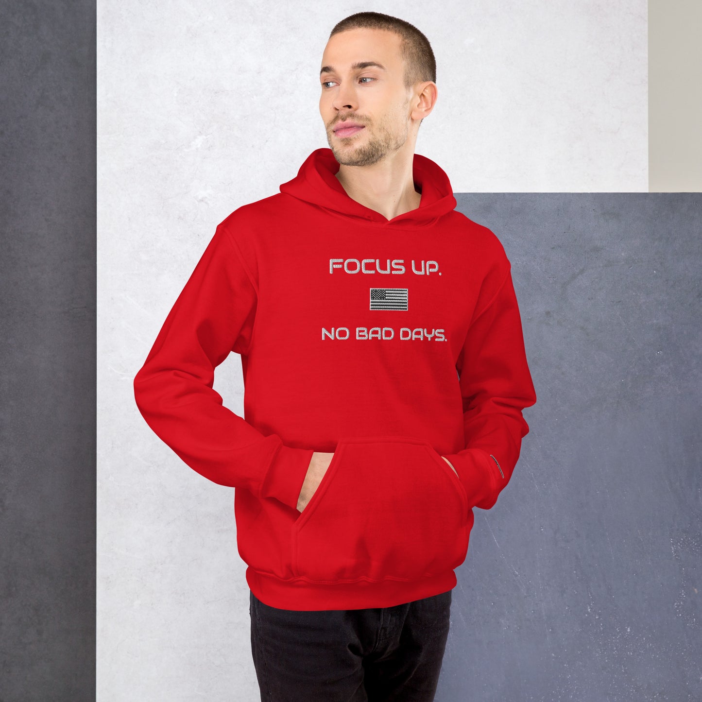 FU No Bad Days - Heavy blend Unisex Hoodie - white embroidered